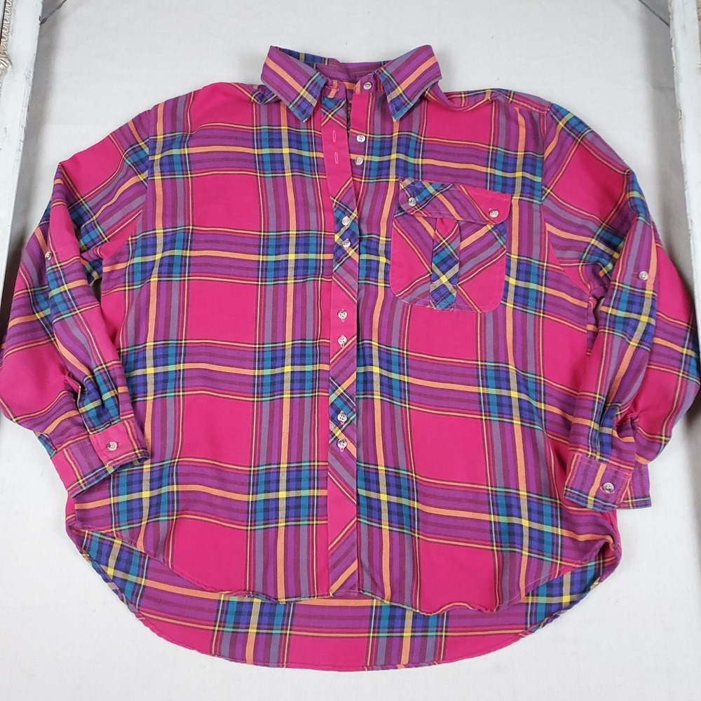 The Harbour Gate Collection Vintage 1990s Plaid Button Front Shirt Women's Large